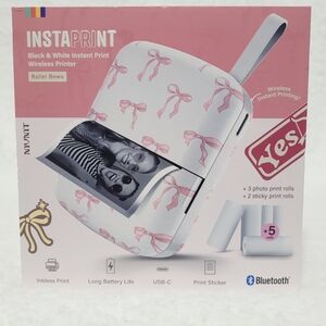 Instaprint Pink Bow Patter Wireless Instant Printer